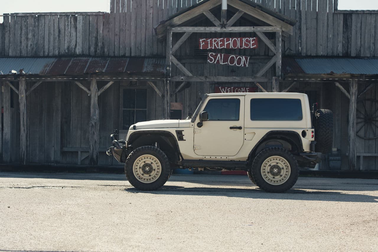 Interior of 2017 Jeep Wrangler Rubicon with truck suv wheels