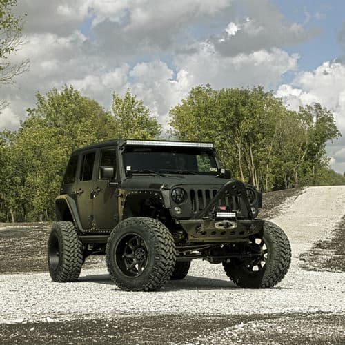 Rear view of 2017 Jeep Wrangler with truck suv wheels