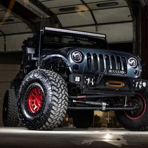 Interior of 2017 Jeep Wrangler with truck suv wheels