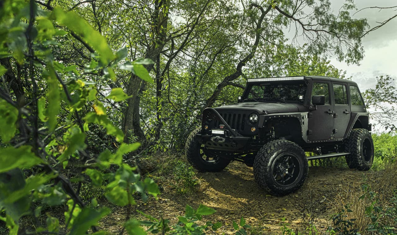Rear view of 2017 Jeep Wrangler with wheels