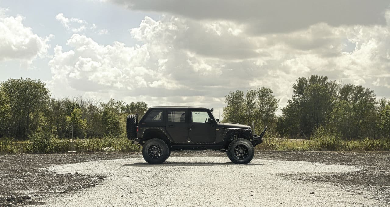 Interior of 2017 Jeep Wrangler with wheels