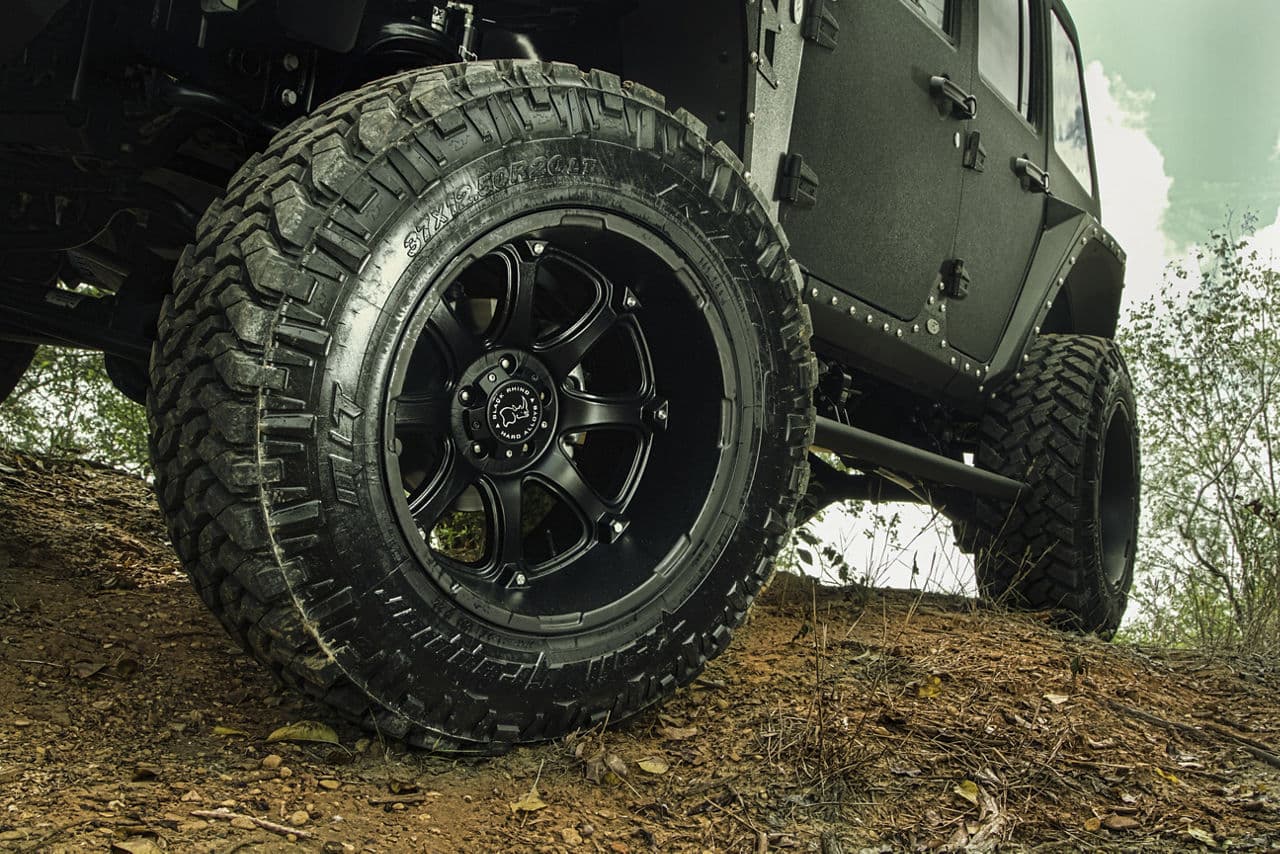 Detail view of 2017 Jeep Wrangler with wheels