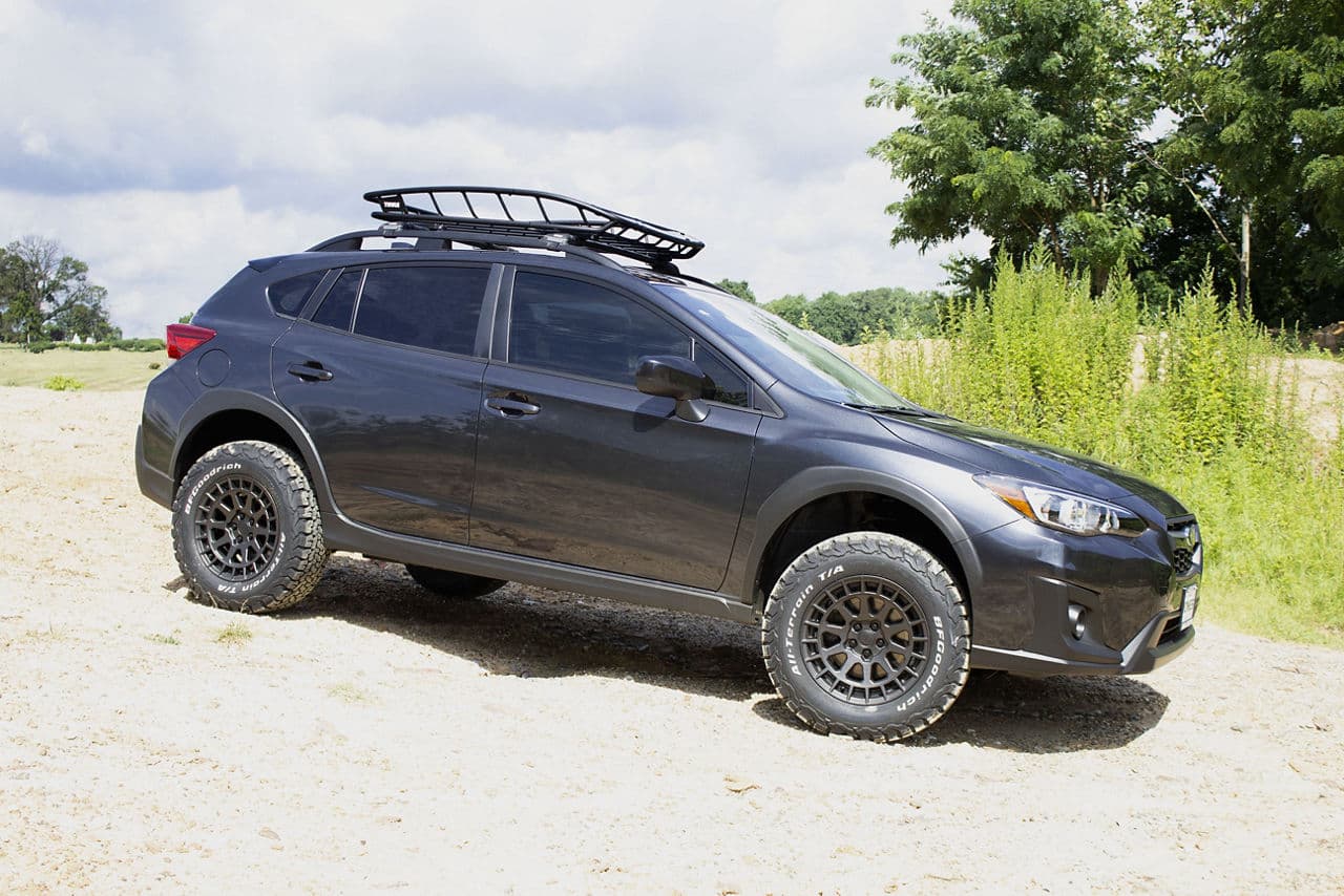 Side profile of 2017 Subaru Crosstrek with wheels