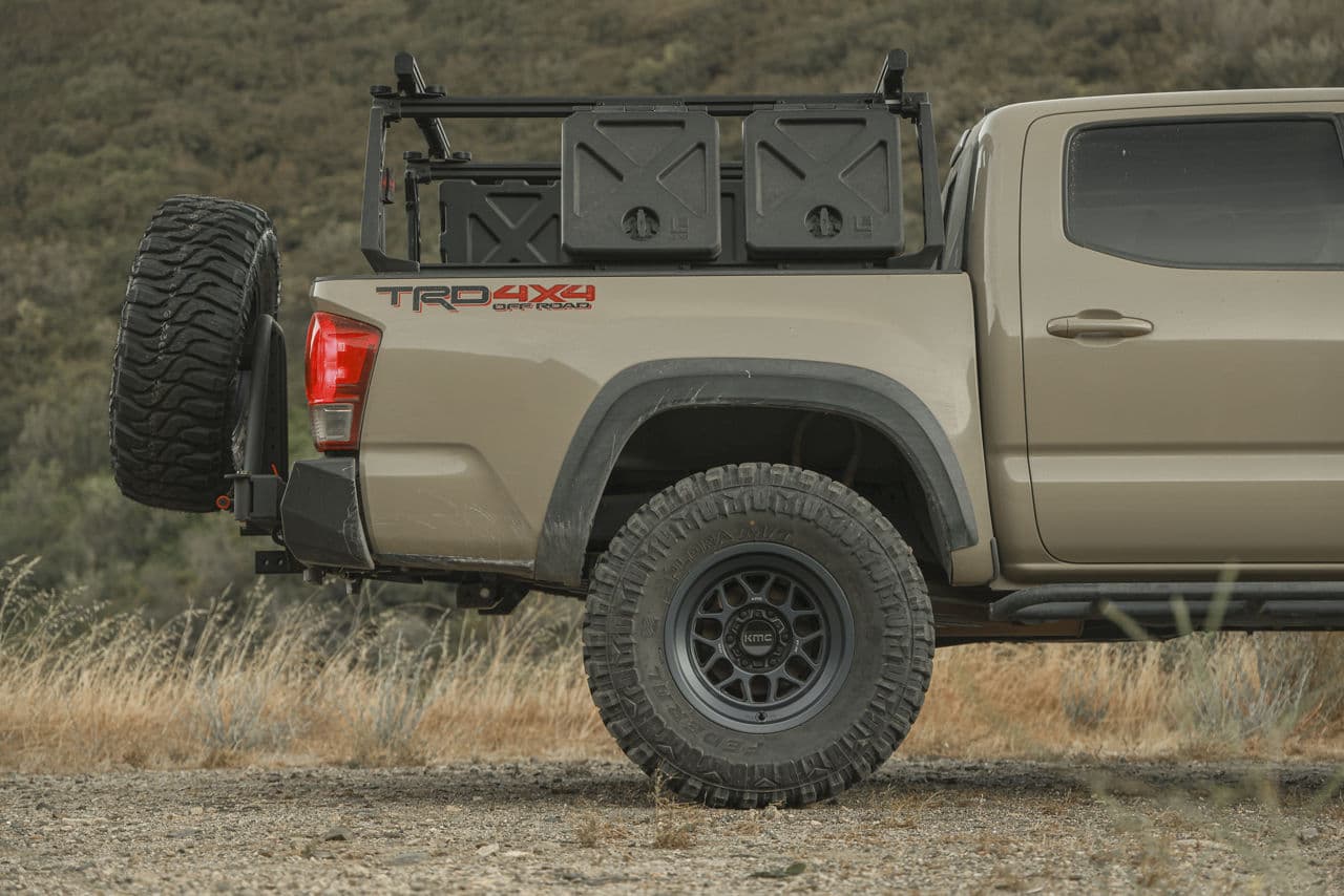 Rear view of 2017 Toyota Tacoma with wheels