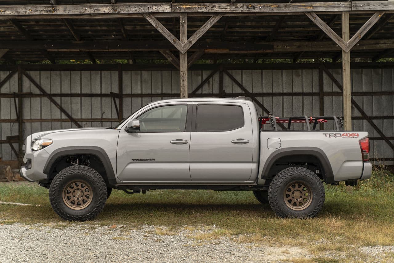 Side profile of 2017 Toyota Tacoma with wheels