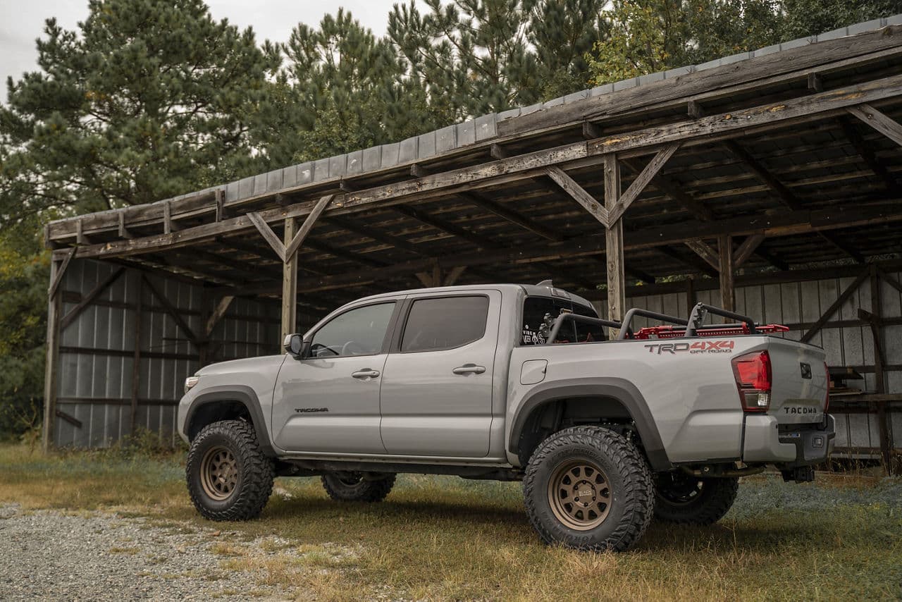 Rear view of 2017 Toyota Tacoma with wheels