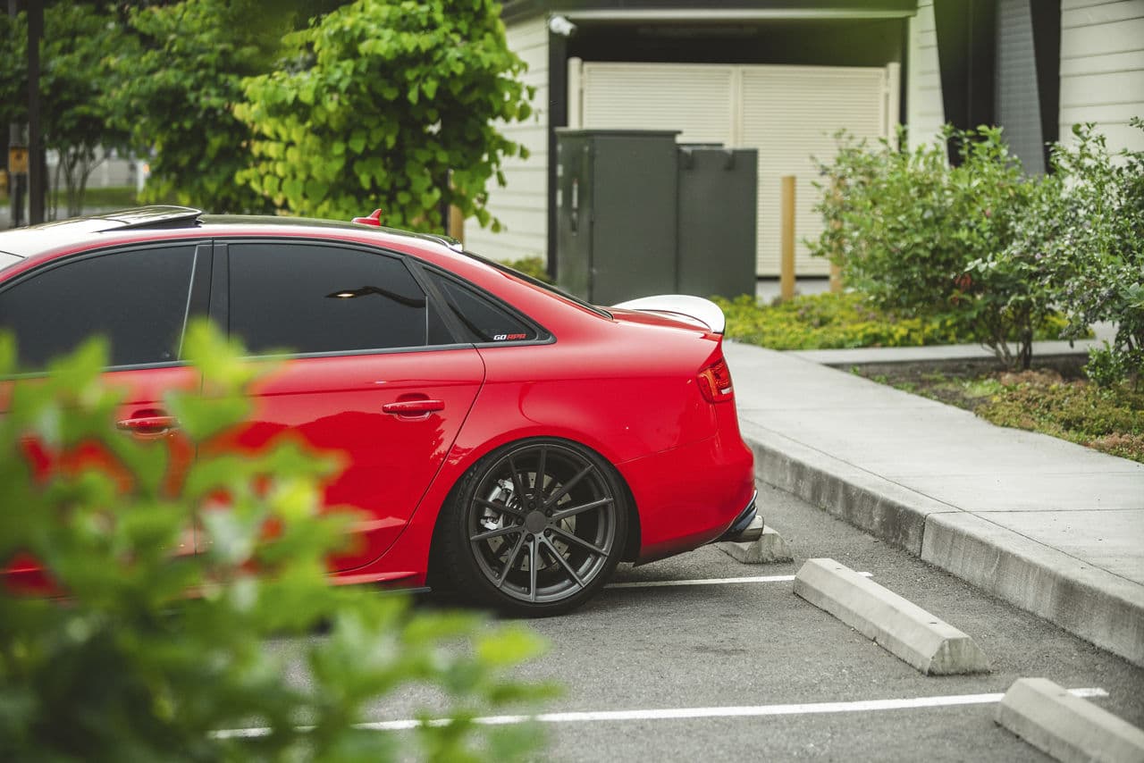 Rear view of 2018 Audi S4 with wheels