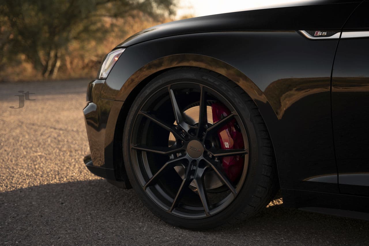 Rear view of 2018 Audi S5 with wheels