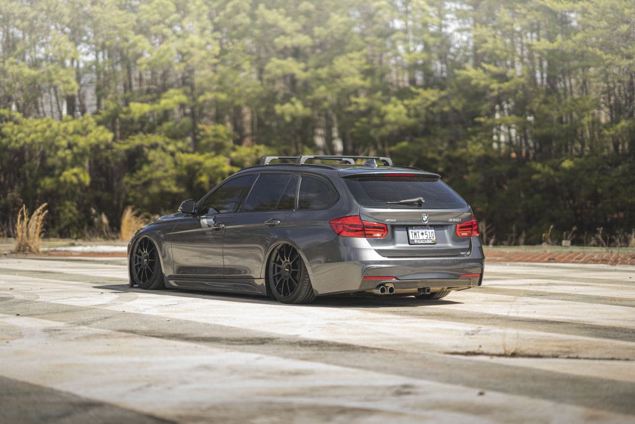 Rear view of 2018 BMW 330i X-Drive with wheels