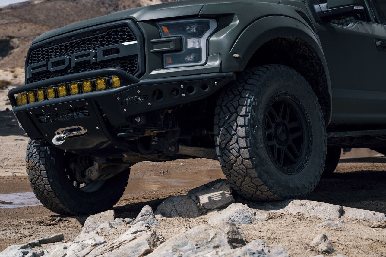 Side profile of 2018 Ford F150 Raptor with truck suv wheels