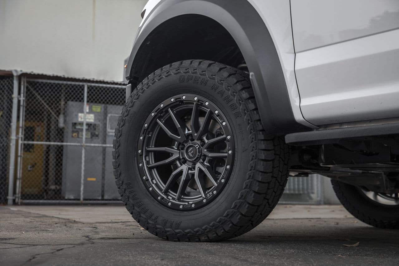 Rear view of 2018 Ford F150 Raptor with truck suv wheels