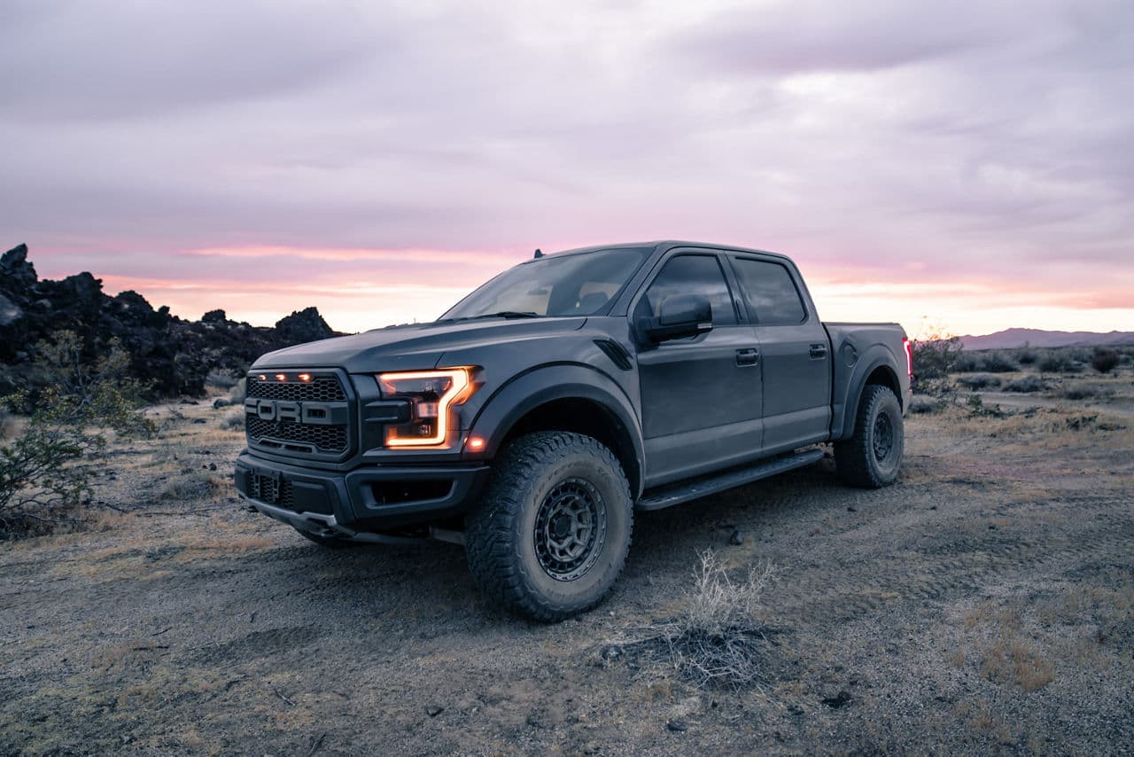 Detail view of 2018 Ford F150 Raptor with wheels