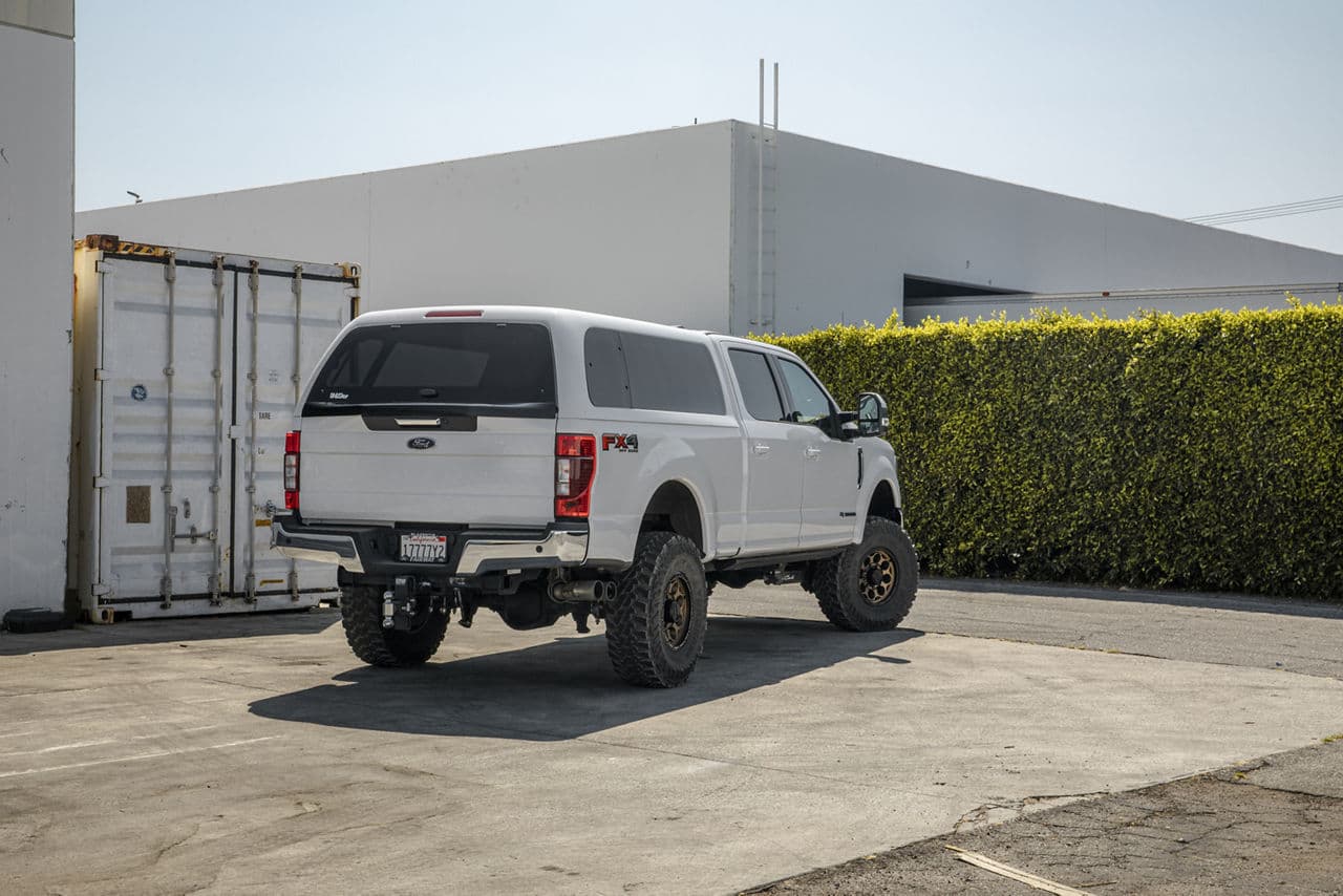 Rear view of 2018 Ford F250 Lariat FX4 with wheels