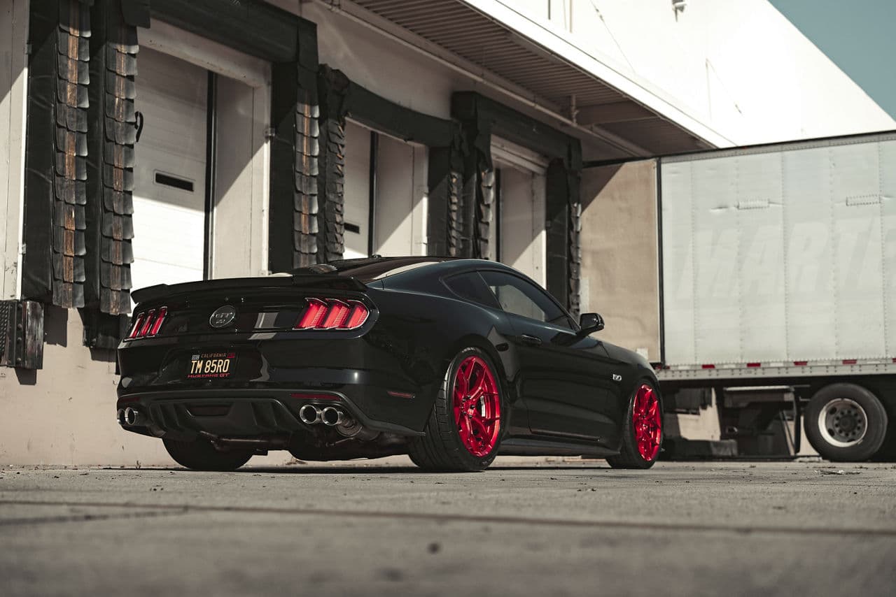 Side profile of 2018 Ford Mustang with wheels
