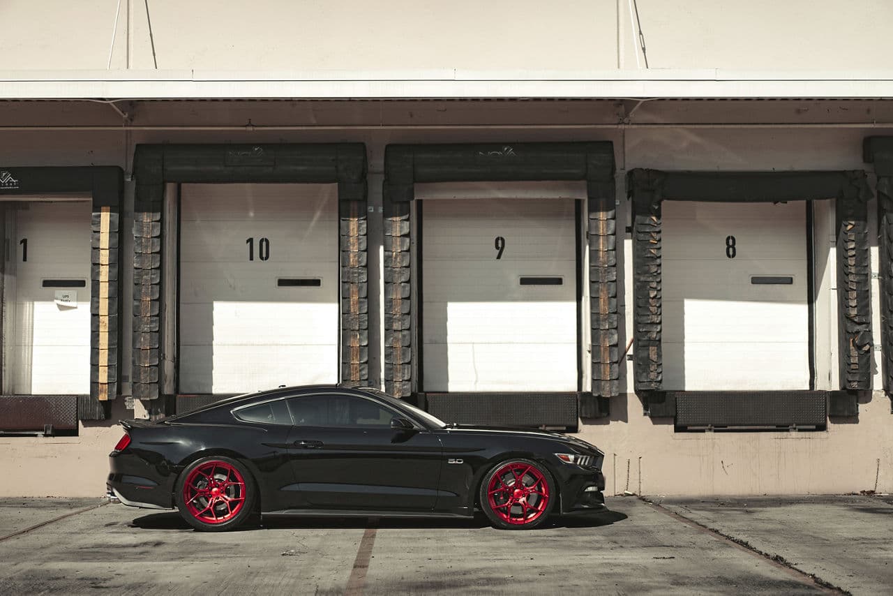 Detail view of 2018 Ford Mustang with wheels