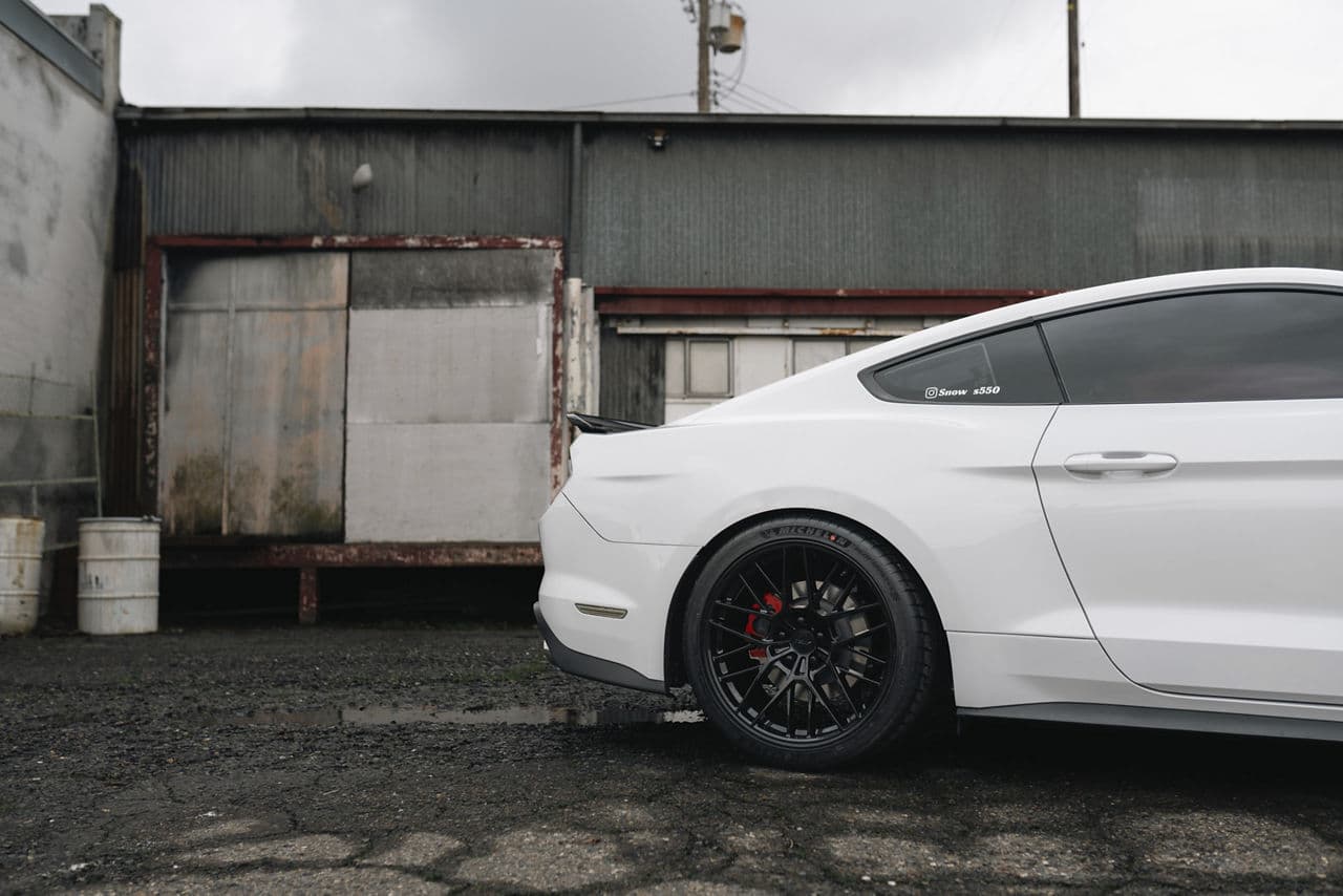 Detail view of 2018 Ford Mustang with wheels