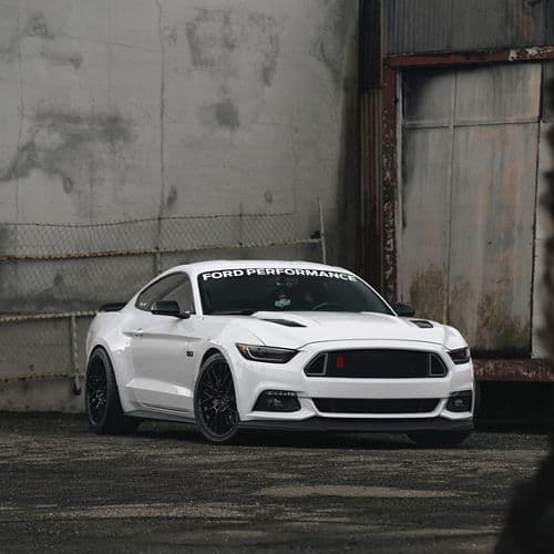 Detail view of 2018 Ford Mustang with wheels