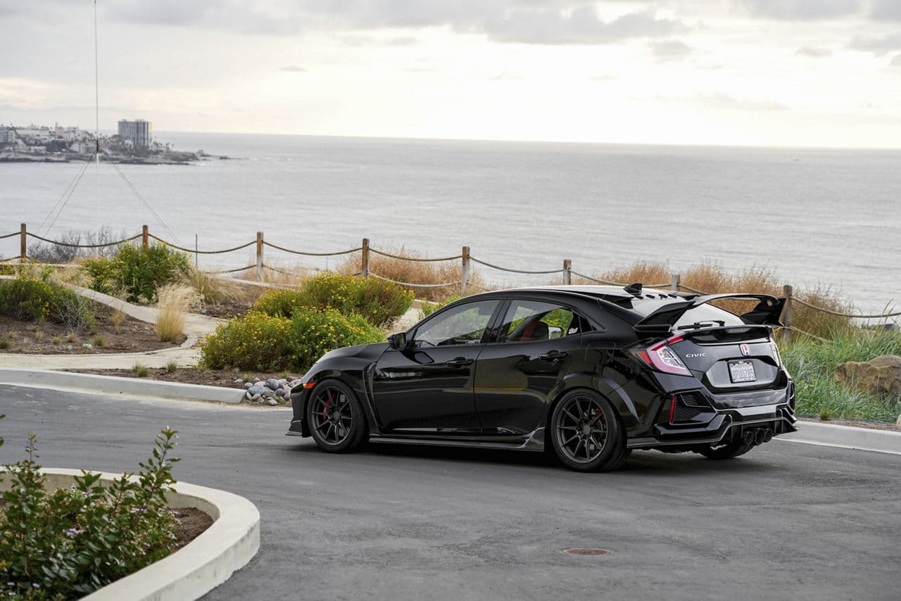Detail view of 2018 Honda Civic Type R with tuner wheels