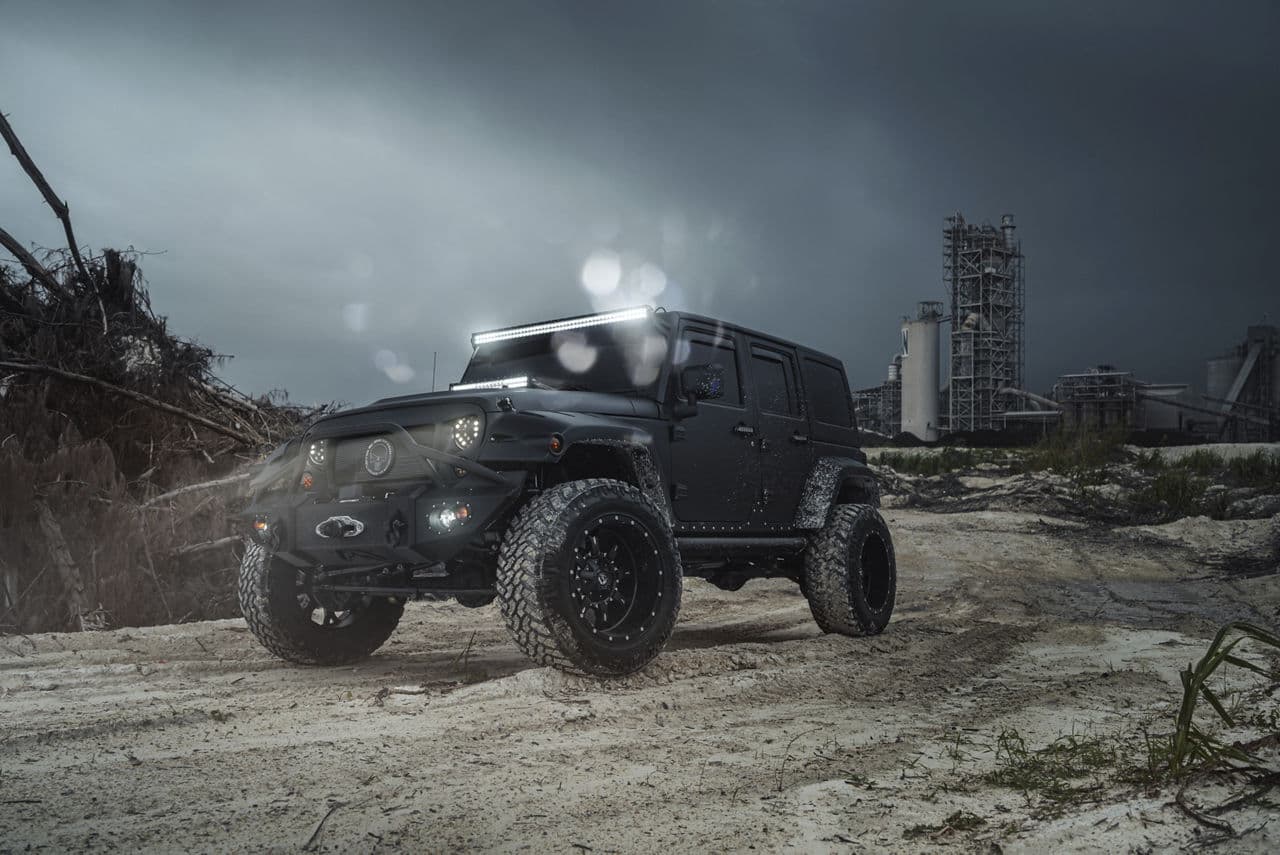 Rear view of 2018 Jeep Wrangler with wheels