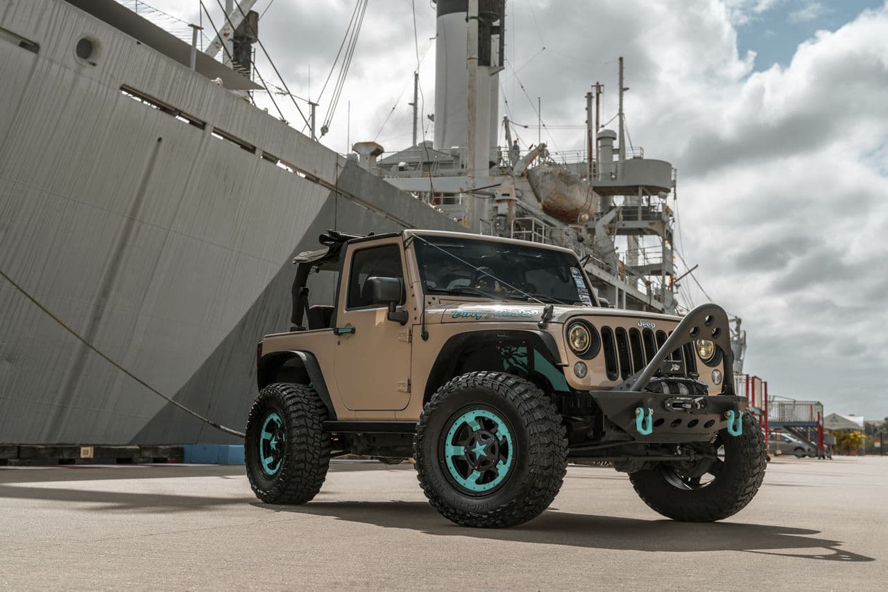 Rear view of 2018 Jeep Wrangler with wheels