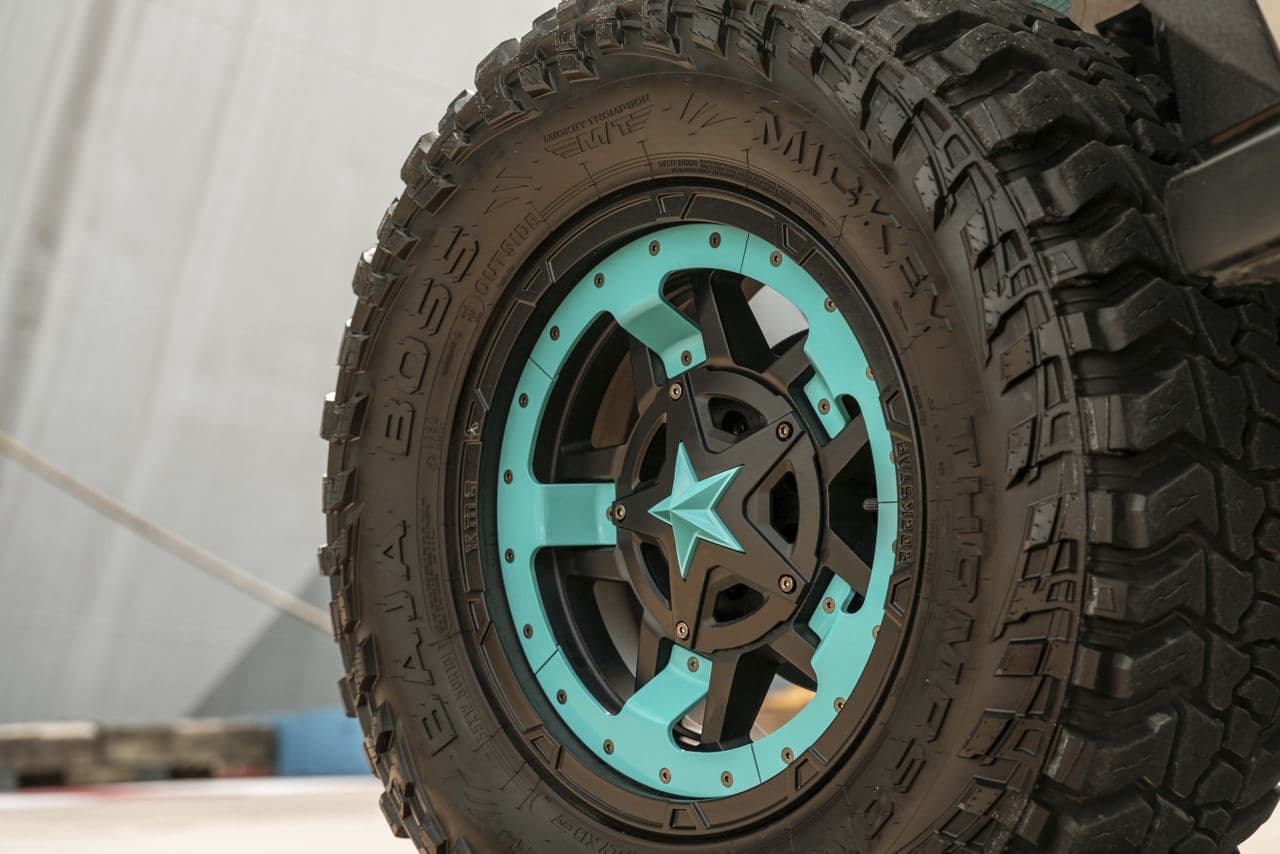 Interior of 2018 Jeep Wrangler with wheels