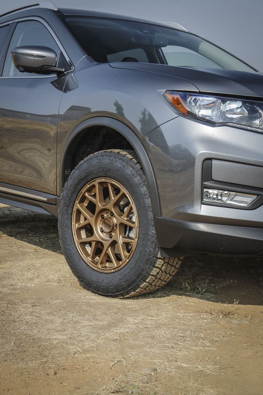 Rear view of 2018 Nissan Rogue with wheels