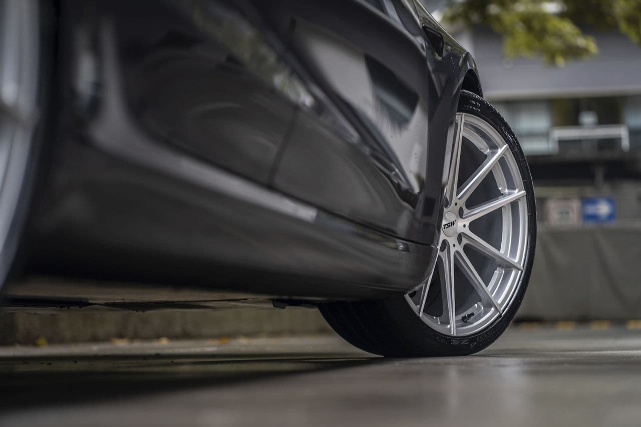 Interior of 2018 Tesla Model 3 with wheels