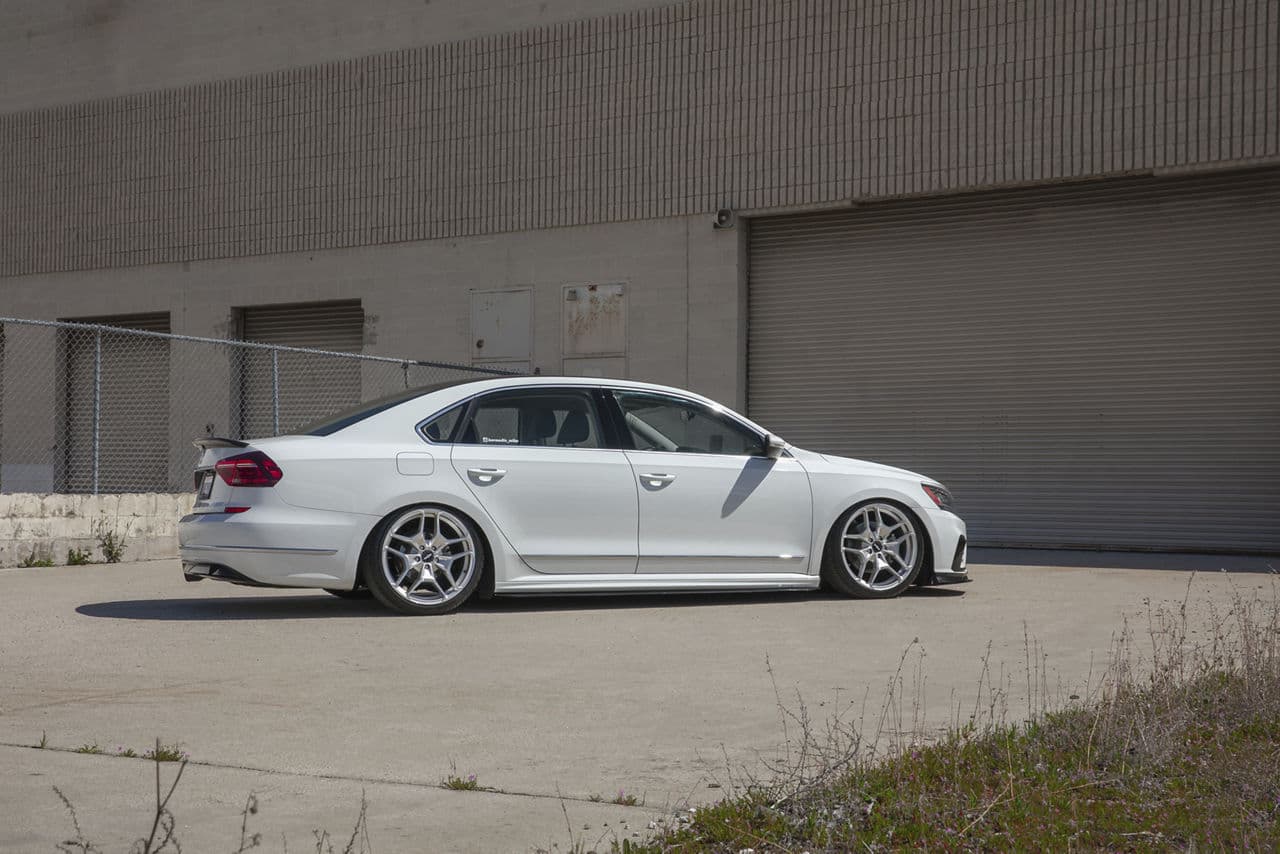 Rear view of 2018 Volkswagen Passat with wheels