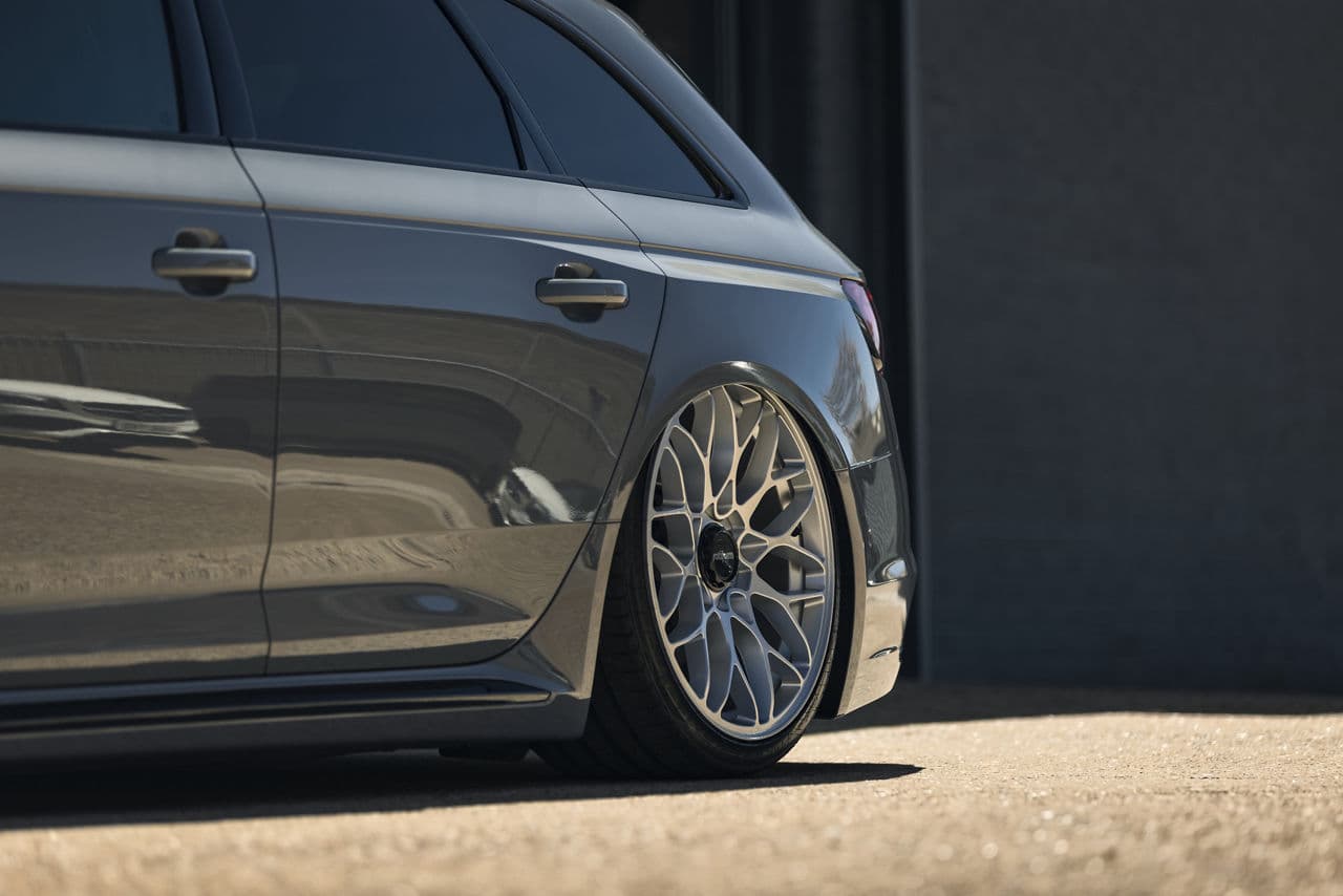 Rear view of 2019 Audi RS4 with wheels