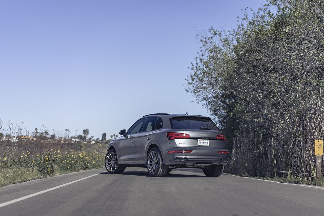 Rear view of 2019 Audi SQ5 with vehicle wraps