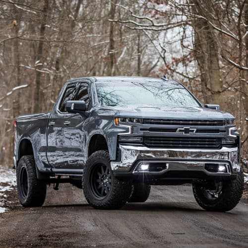 Detail view of 2019 Chevrolet Silverado with wheels