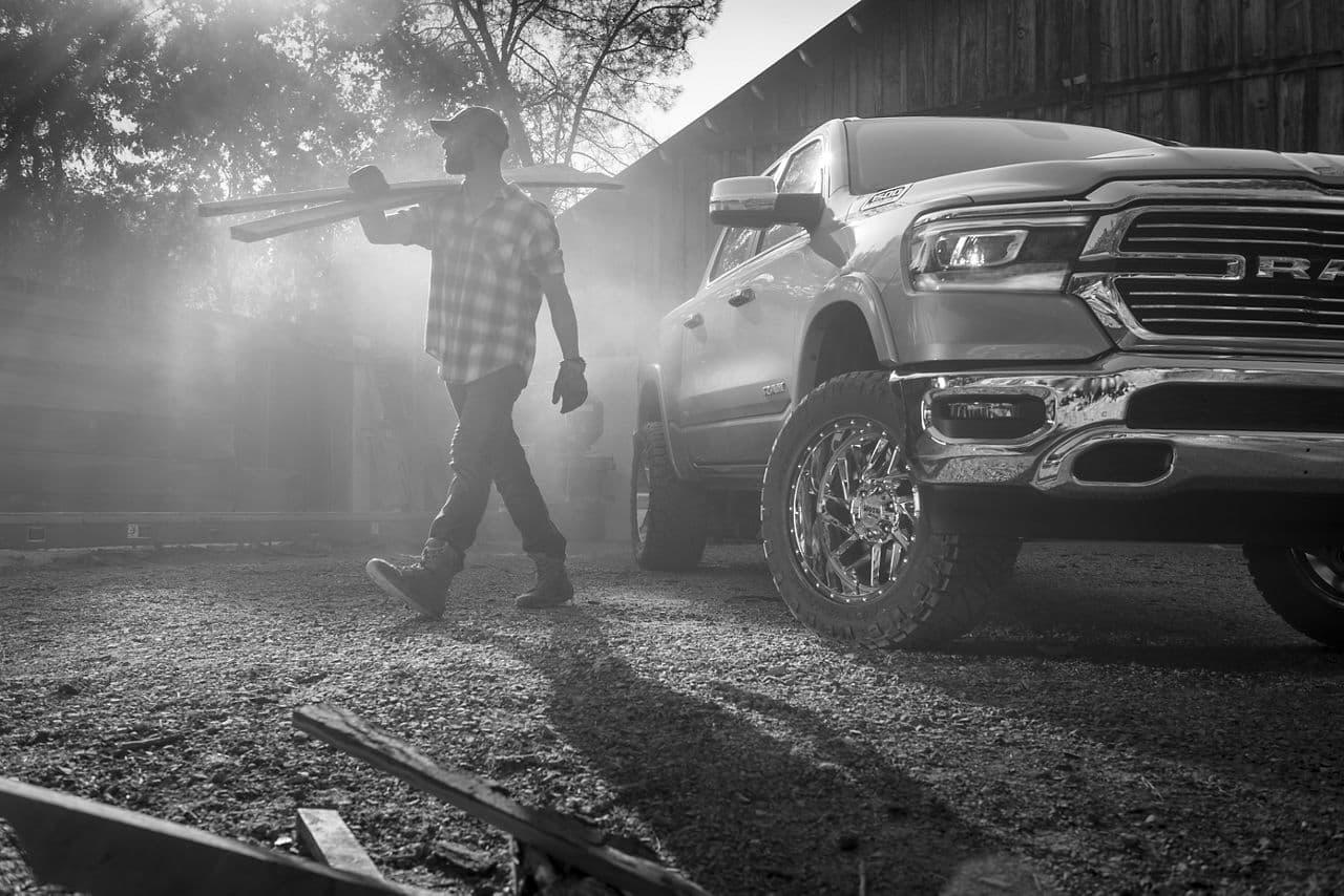 Interior of 2019 Dodge Ram 1500 with wheels