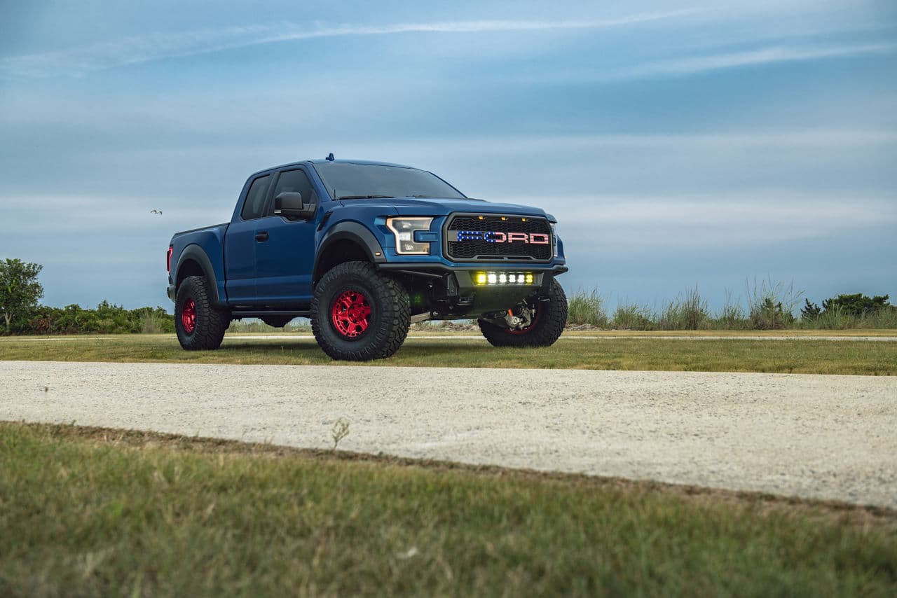 Detail view of 2019 Ford F150 Raptor with truck suv wheels