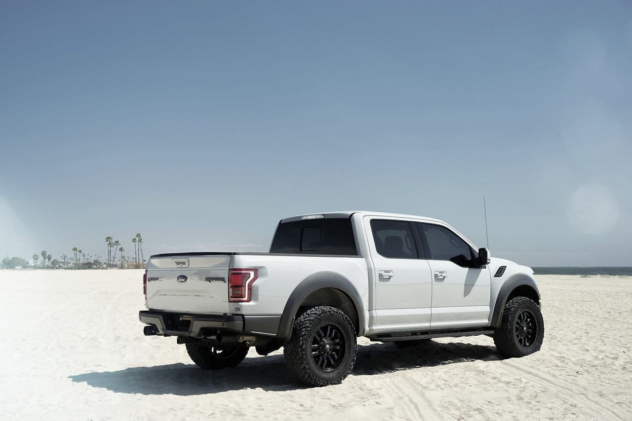 Side profile of 2019 Ford F150 Raptor with truck suv wheels