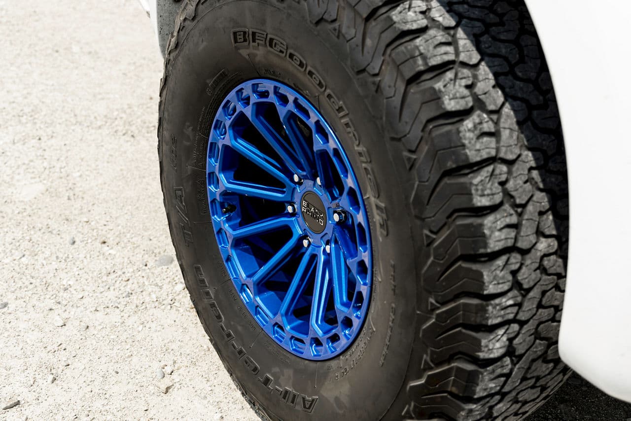 Rear view of 2019 Ford F150 Raptor with vehicle wraps