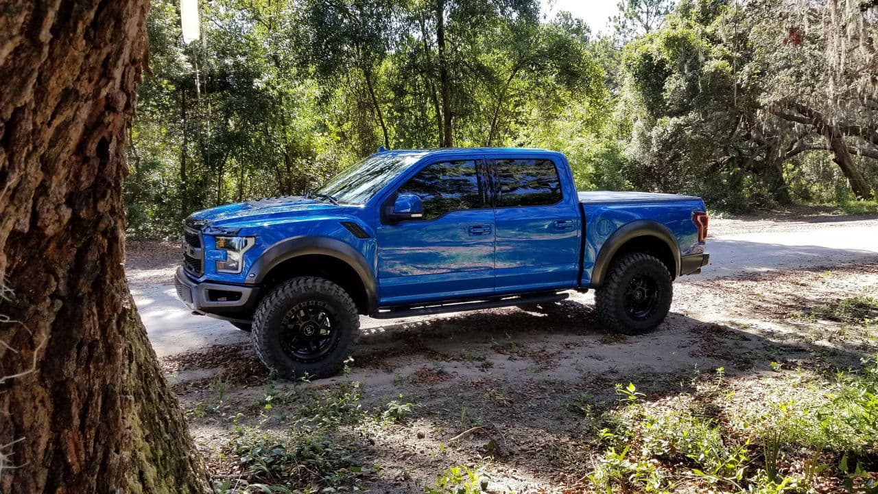 Front view of 2019 Ford F150 Raptor with wheels