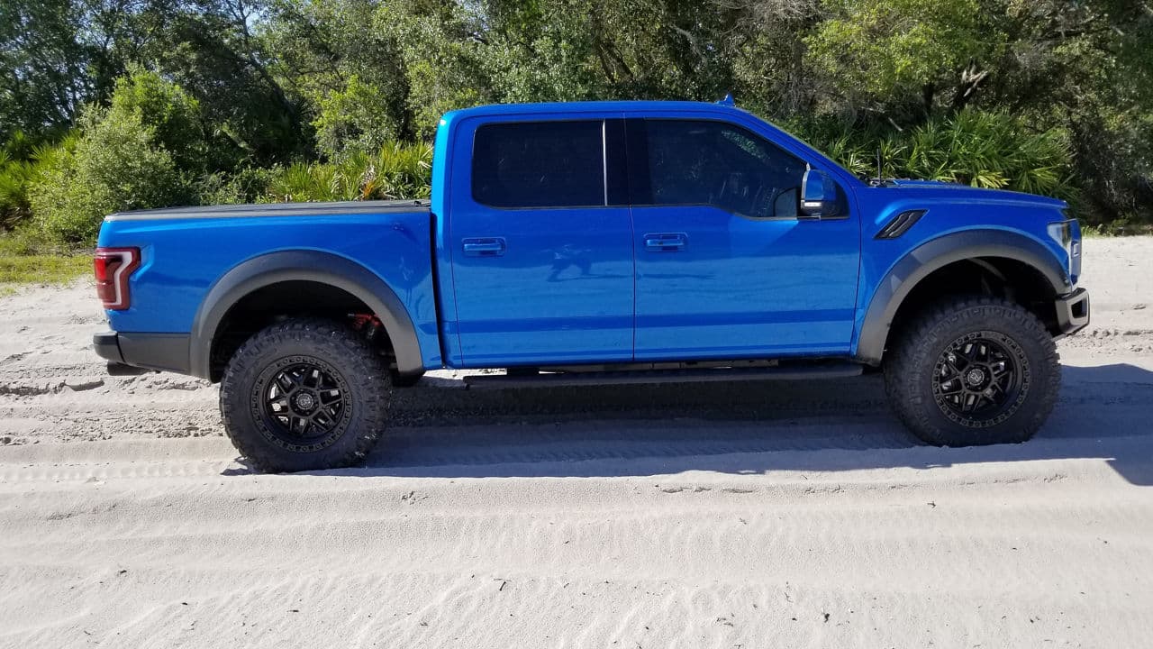 Detail view of 2019 Ford F150 Raptor with wheels