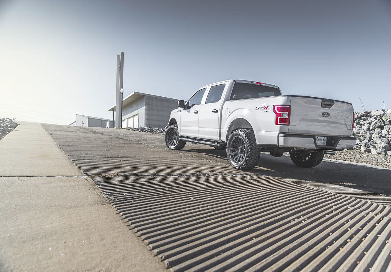Side profile of 2019 Ford F150 STX with wheels