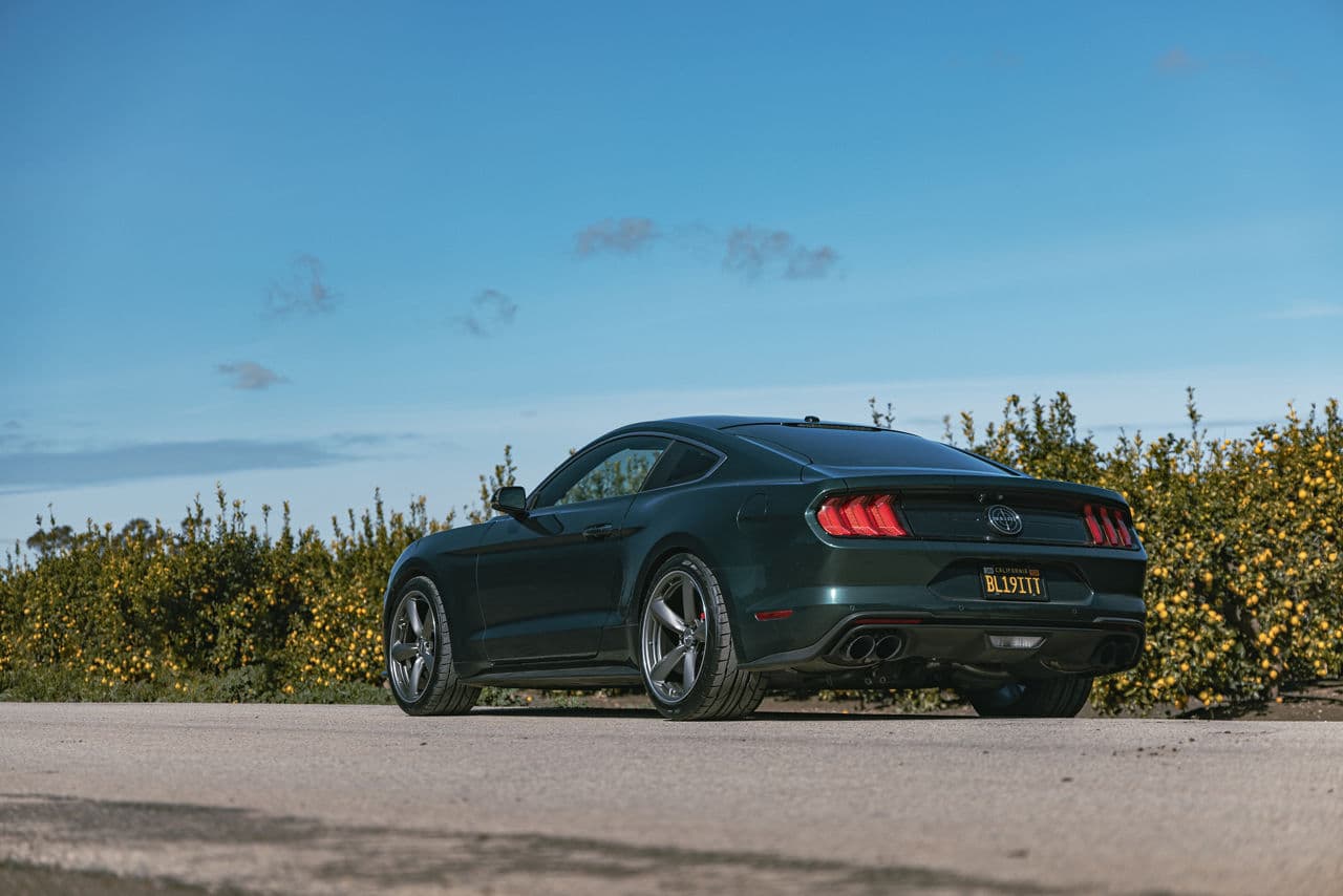 Side profile of 2019 Ford Mustang Bullitt with wheels