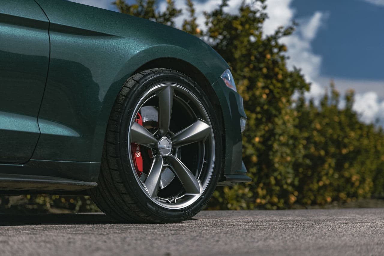 Rear view of 2019 Ford Mustang Bullitt with wheels