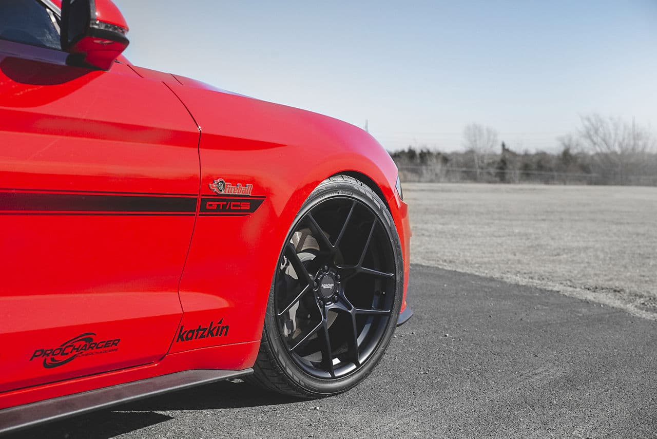 Rear view of 2019 Ford Mustang GT with wheels