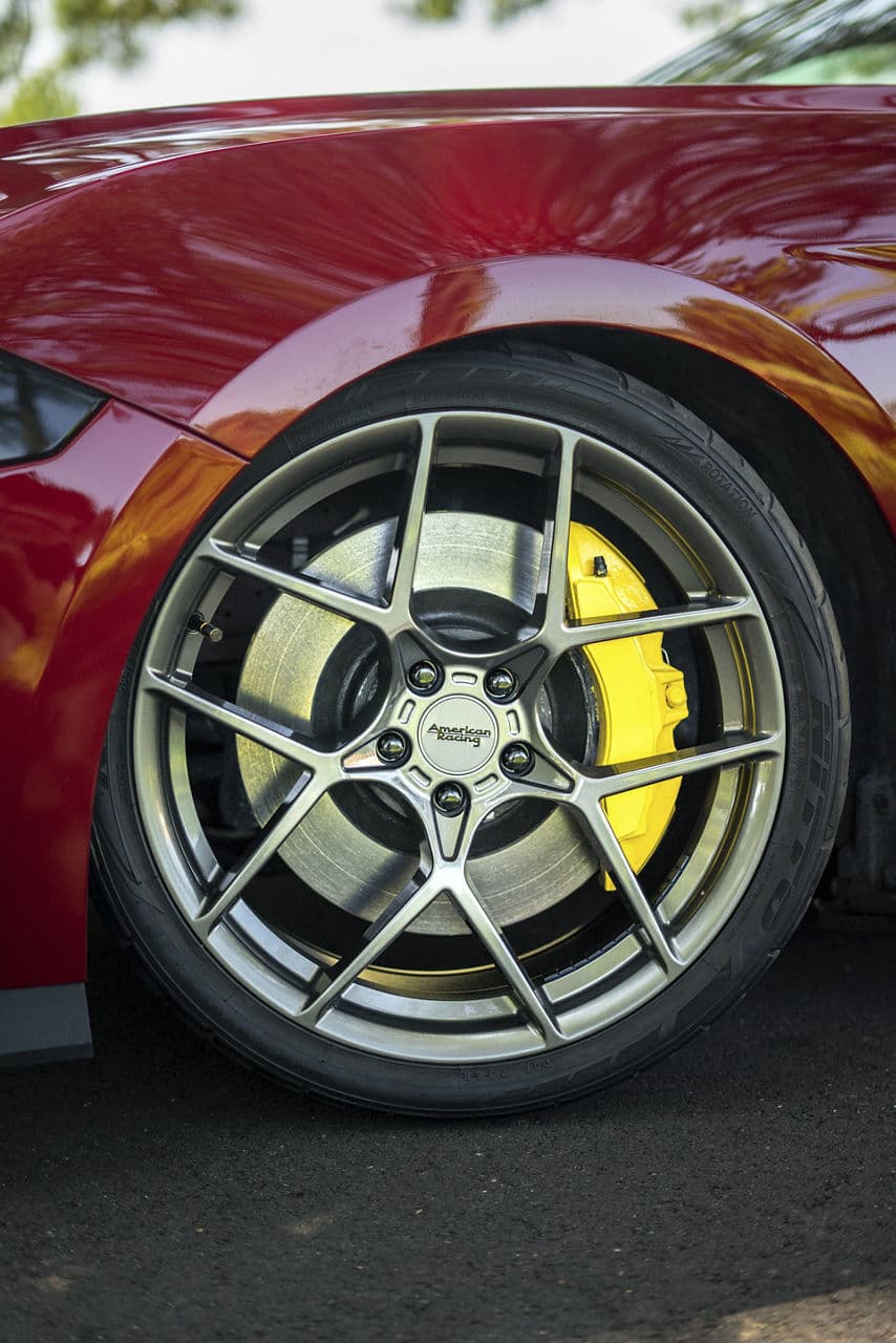 Detail view of 2019 Ford Mustang with wheels
