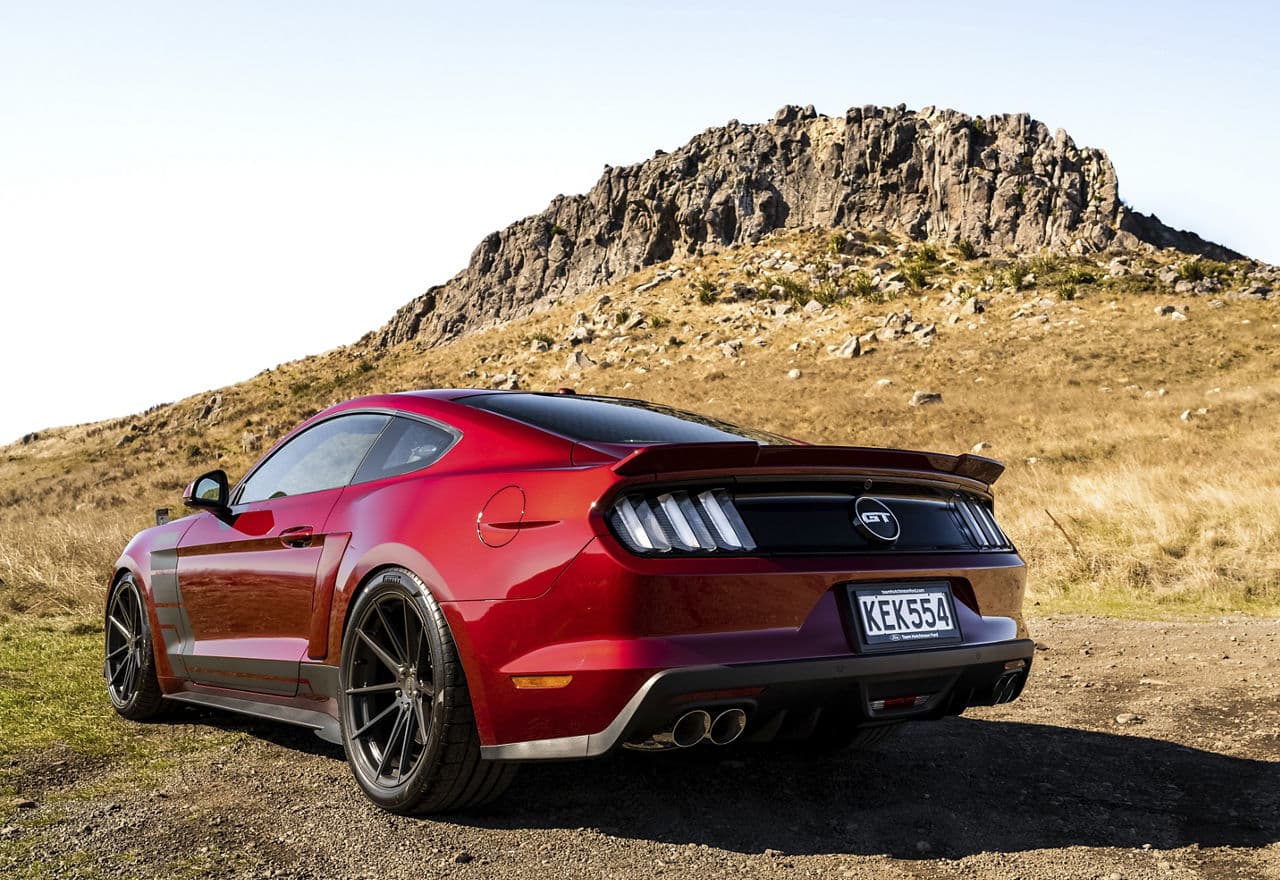 Side profile of 2019 Ford Mustang with wheels