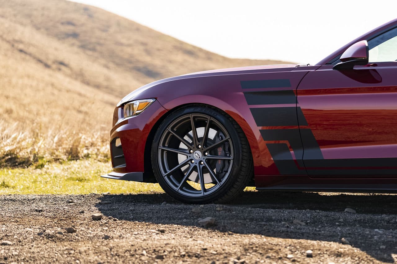 Detail view of 2019 Ford Mustang with wheels