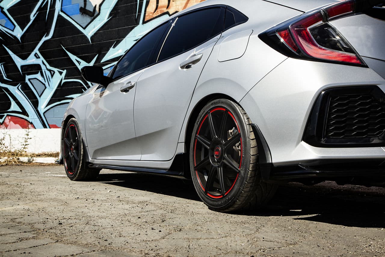 Rear view of 2019 Honda Civic with wheels