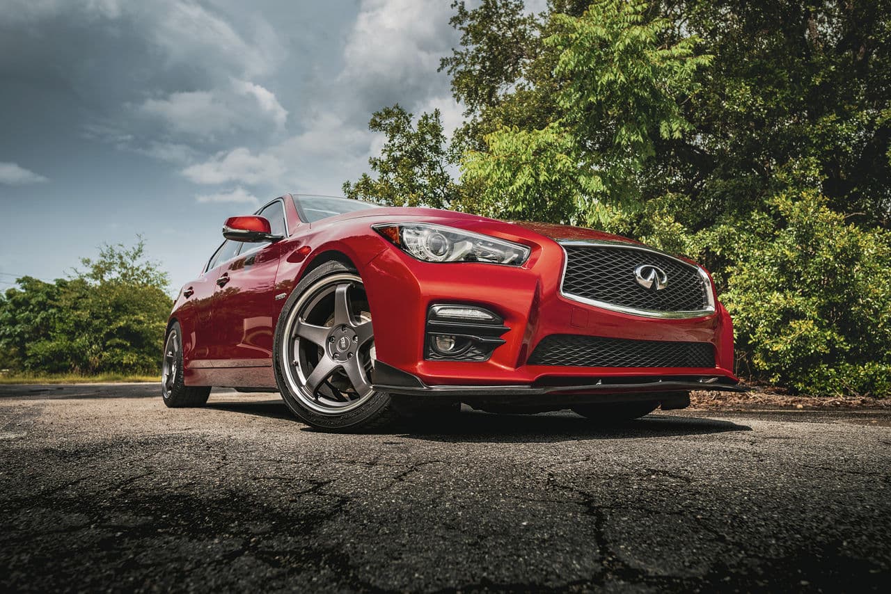 Front view of 2019 Infiniti Q50S with vehicle wraps