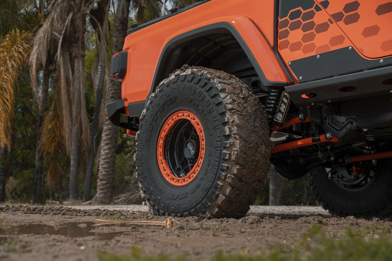 Interior of 2019 Jeep Gladiator with wheels