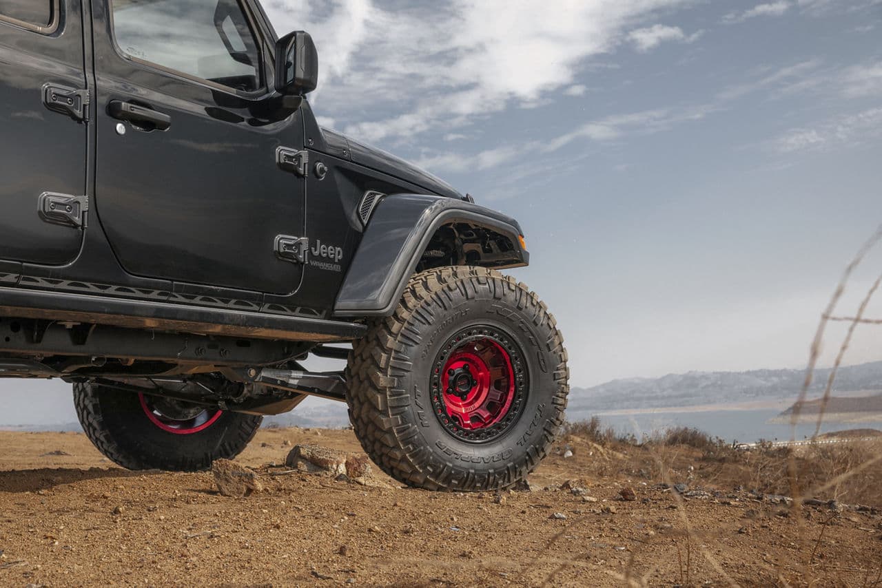 Rear view of 2019 Jeep Wrangler with wheels