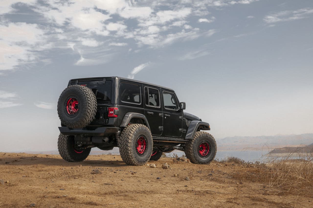 Interior of 2019 Jeep Wrangler with wheels