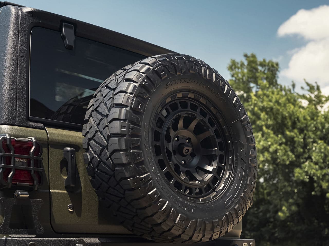 Interior of 2019 Jeep Wrangler with wheels